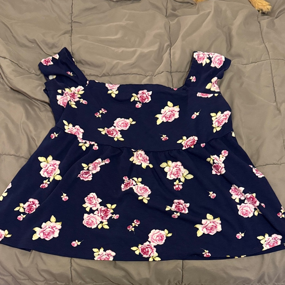 Torrid Navy Floral Blouse